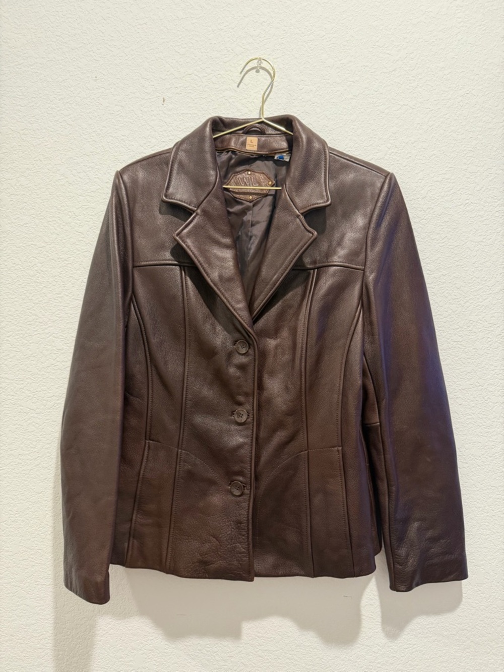 Wilson’s chocolate Brown genuine Leather Jacket coat vintage blazer